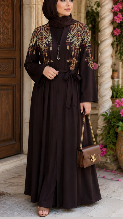 Turkish Royale Plum Zipper Abaya