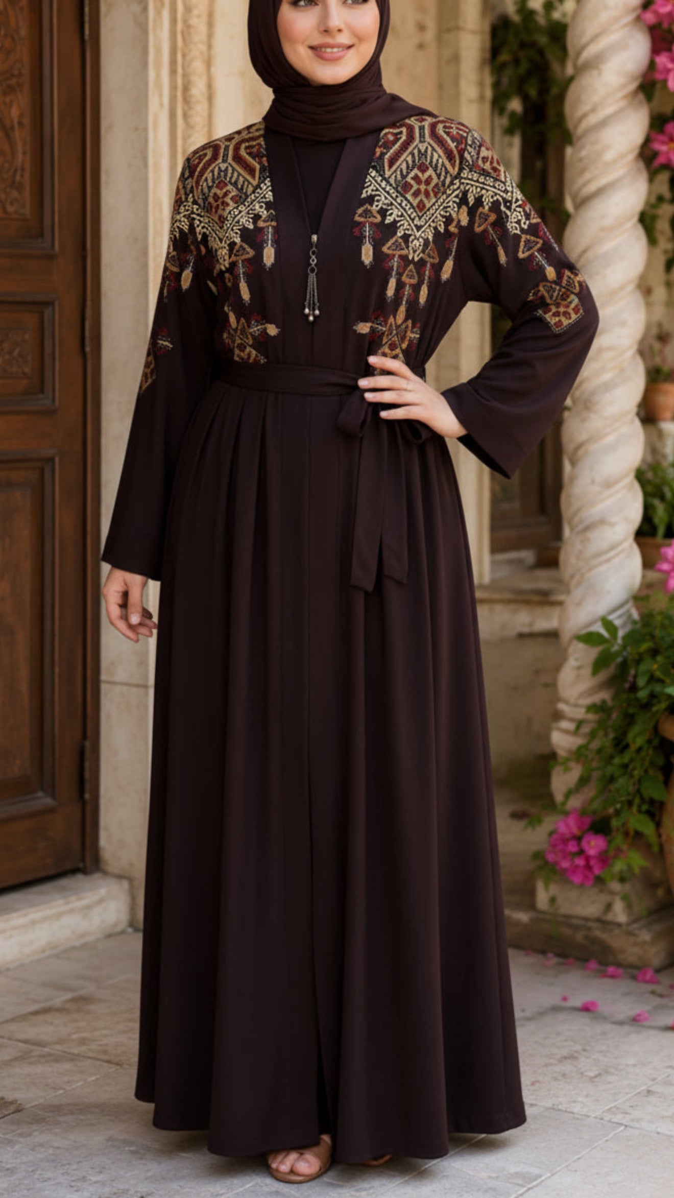 Turkish Royale Plum Zipper Abaya