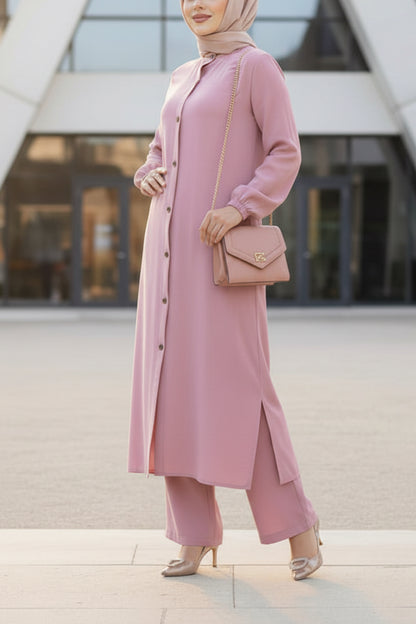 Turkish Long Tunic Button Down Pant Suit