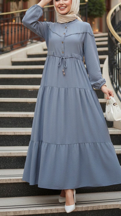Turkish Style Crepe Drawstring Dress