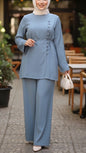 Turkish Overlapped Cotton Button-Down Pant Suit