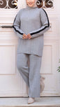 Knit Turkish Style Pleated Striped Co-Ord Set