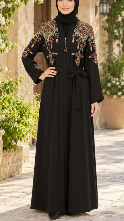 Turkish Royale Black Zipper Abaya