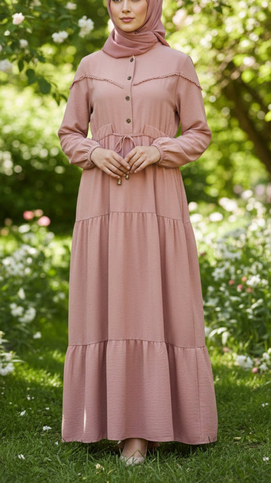 Turkish Style Crepe Drawstring Dress