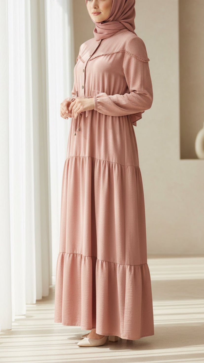 Turkish Style Crepe Drawstring Dress