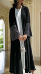 Black Diamond Net Sleeved Open Abaya