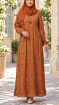 Burnt Orange Embroidered Tassel Dress