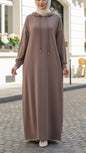 Mocha Hoodie Style Dress Abaya