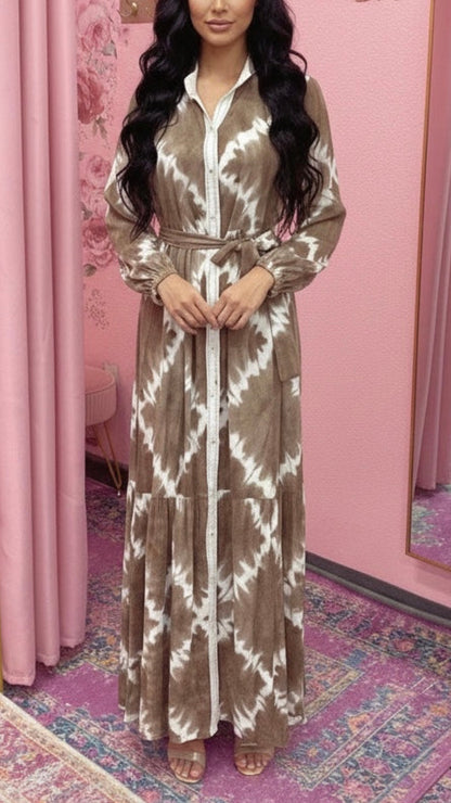 Turkish Tie-dye Button Down Dress Abaya