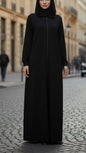 Black Zipper Hoodie Style Abaya Dress