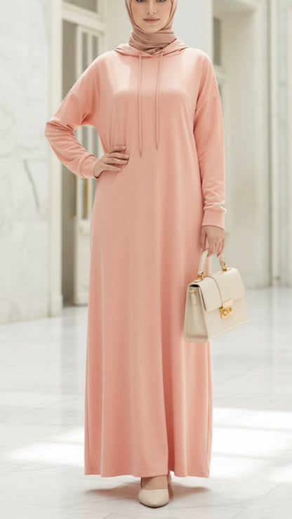Pink Hoodie Style Dress Abaya