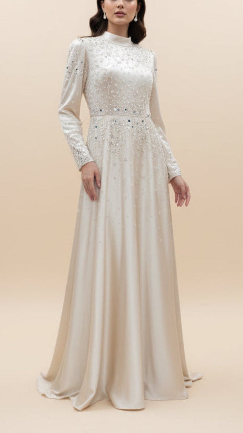 Elegant Princess Satin Embellished Gown