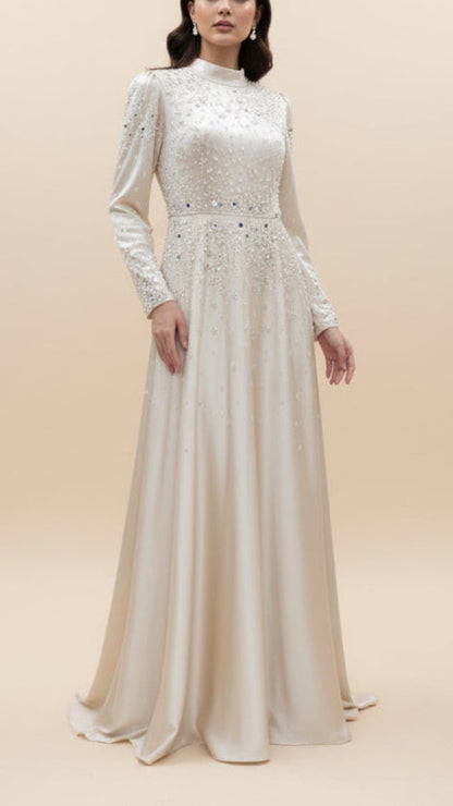 Elegant Princess Satin Embellished Gown