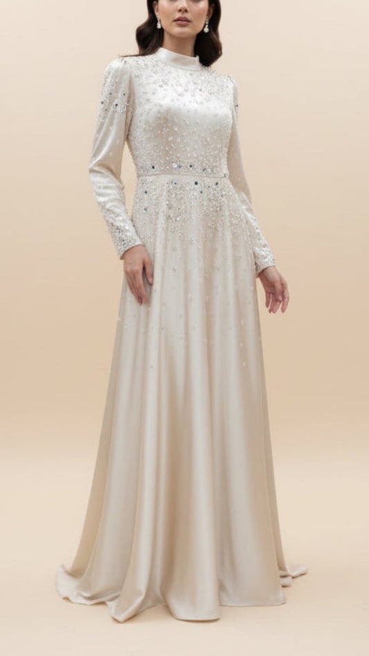 Elegant Princess Satin Embellished Gown