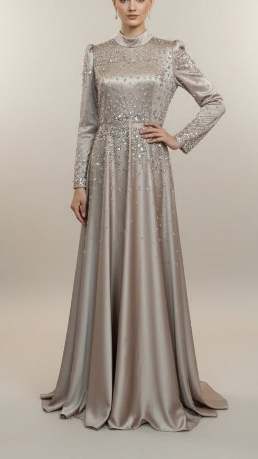 Elegant Princess Satin Embellished Gown #2