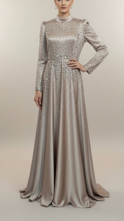 Elegant Princess Satin Embellished Gown #2