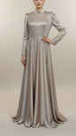 Elegant Princess Satin Embellished Gown #2