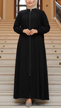 Turkish Style Black Zipper Abaya