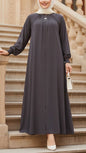 Turkish Style Gray Zipper Abaya