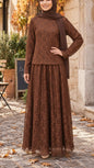 Autumn Chocolate Lace Skirt Set