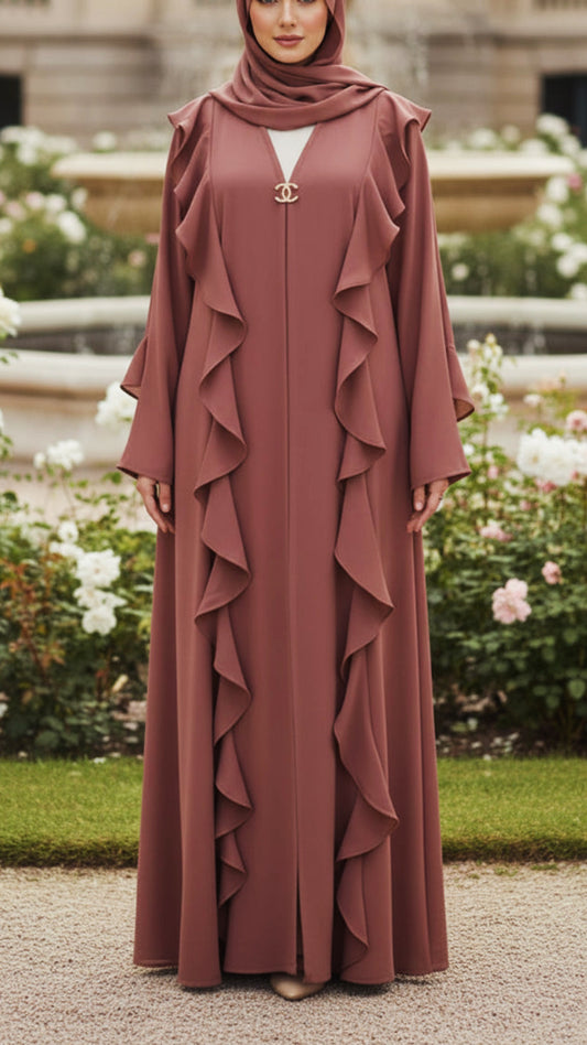 Turkish Style Ruffle Open Abaya