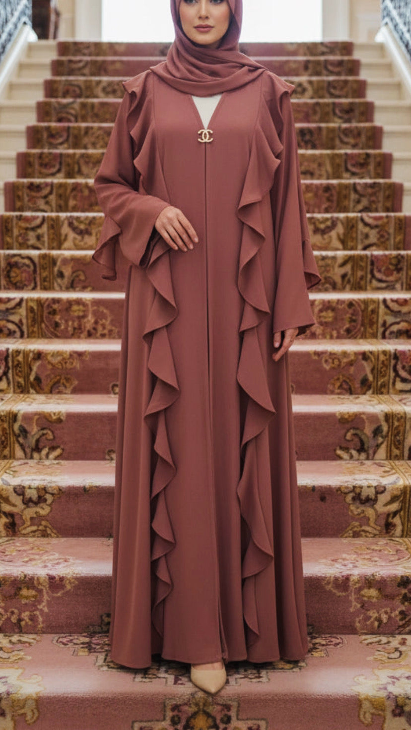 Turkish Style Ruffle Open Abaya