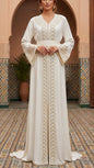 Moroccan Traditional Satin Chiffon 2 Piece Caftan