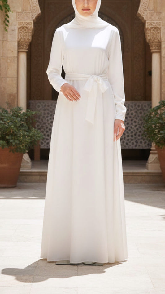 Simple White Abaya Dress