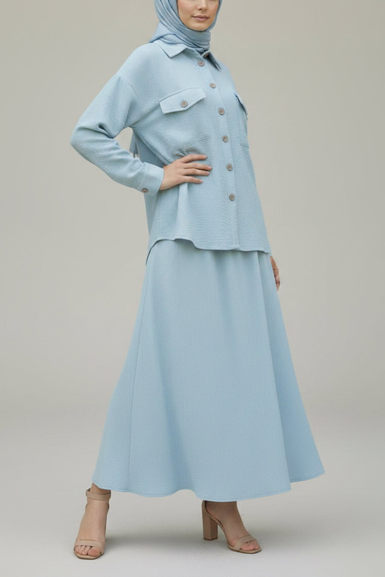 Turkish Style Button Down Crepe Skirt Set