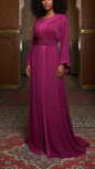 Moroccan Traditional Satin Chiffon 2 Piece Caftan