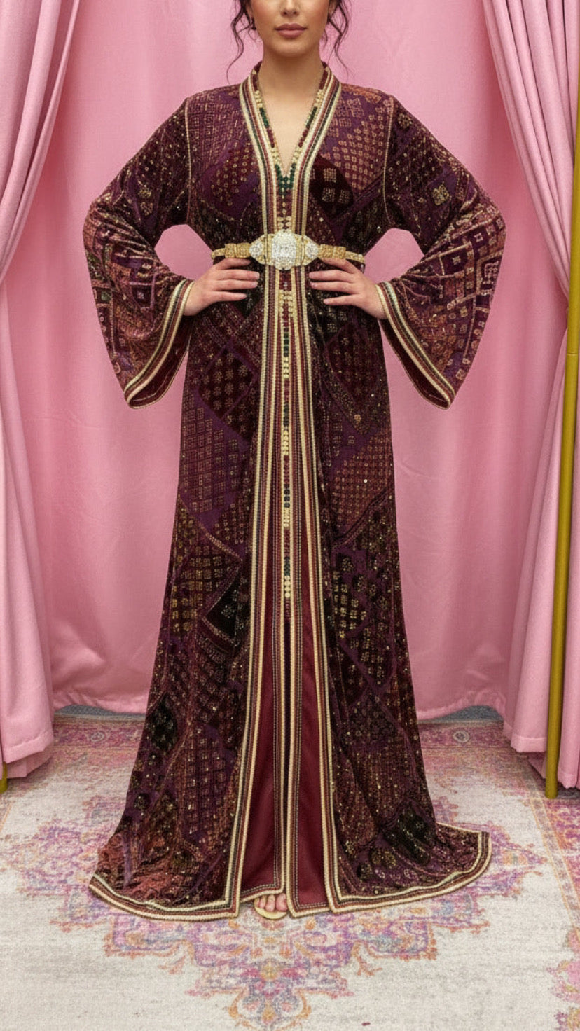 Moroccan Traditional Takchita Velvet Caftan