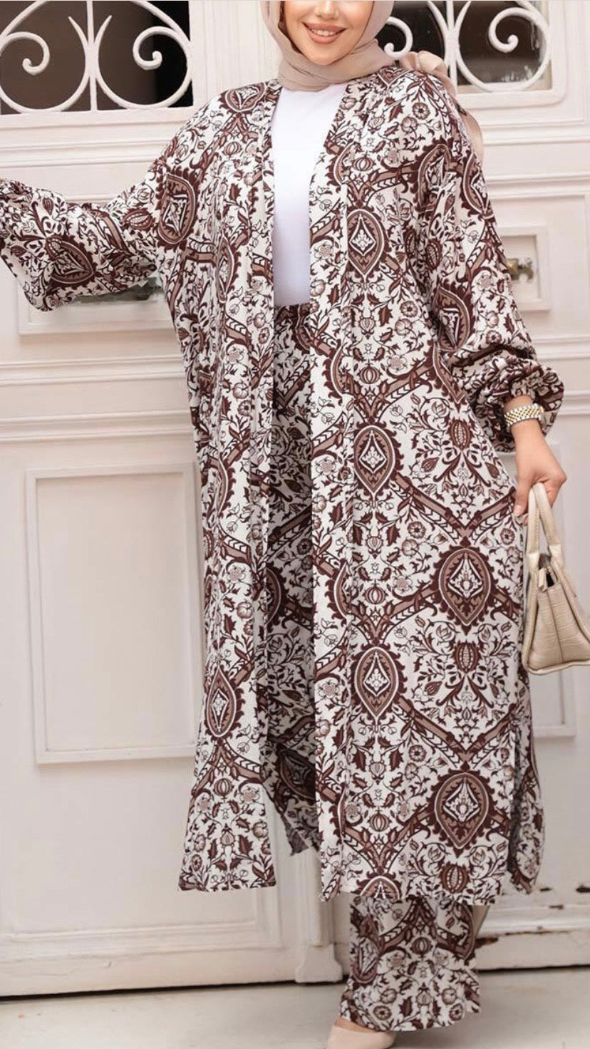 Turkish Damask Print Pant Suit