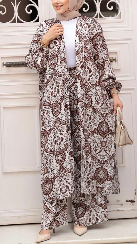 Turkish Damask Print Pant Suit
