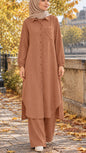 Long Tunic Button Down Pant Suit