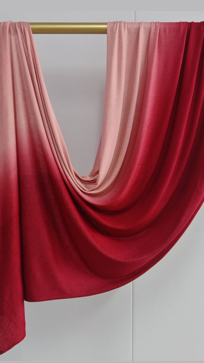 Pink & Burgundy Ombré Double Sided Cotton Jersey Hijab
