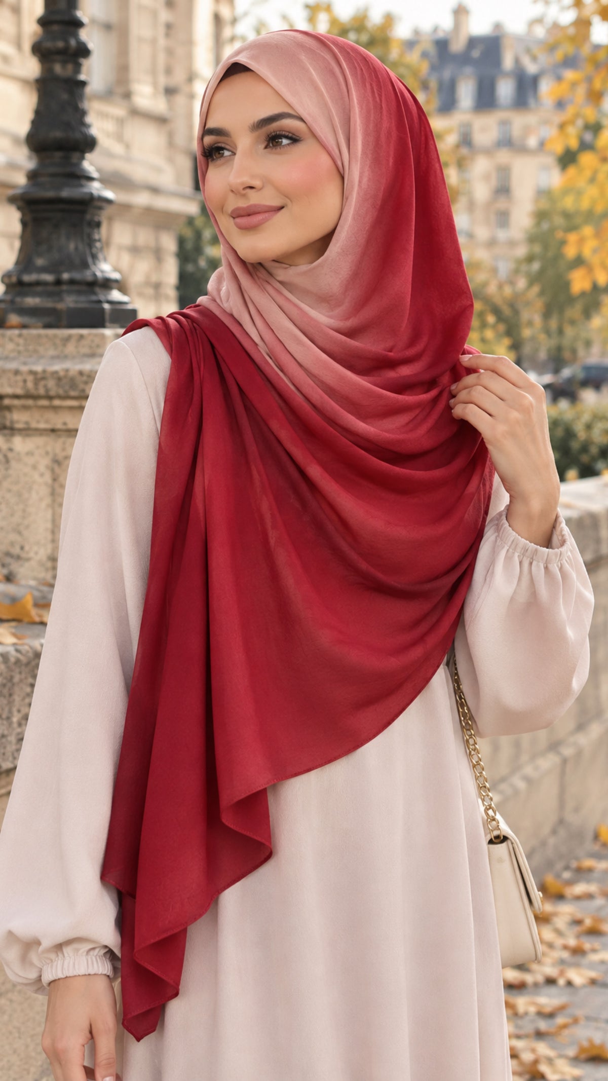Pink & Burgundy Ombré Double Sided Cotton Jersey Hijab
