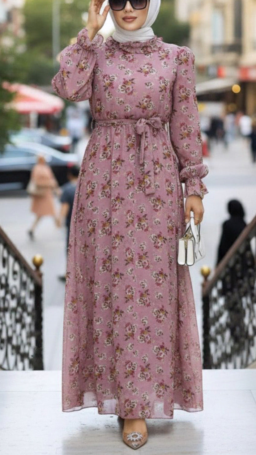 Summer Floral Chiffon Dress