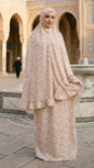 Pink Floral Ruffle Prayer Skirt Set