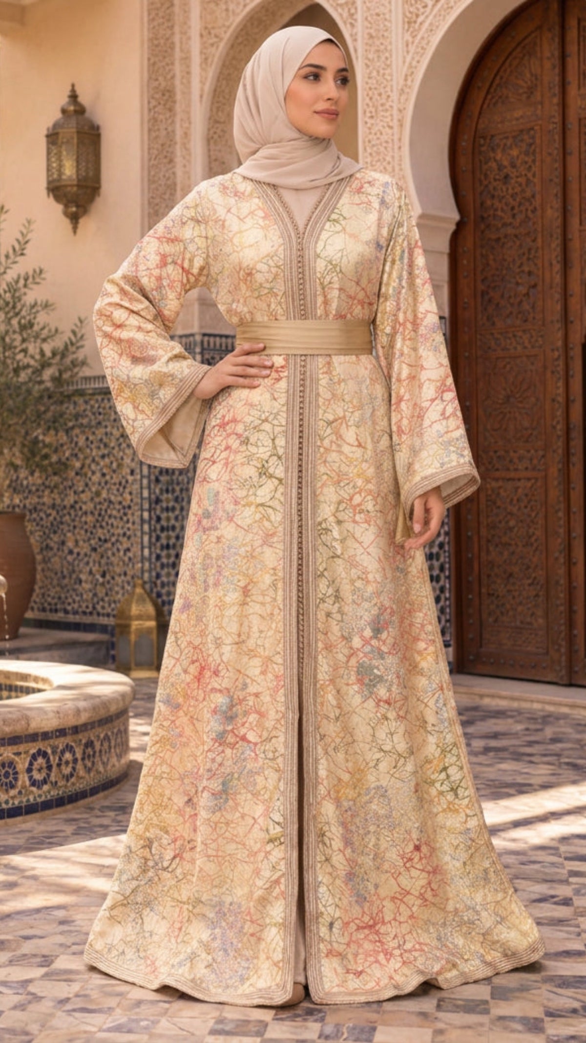 Traditional Champagne Blossom Moroccan Takchita