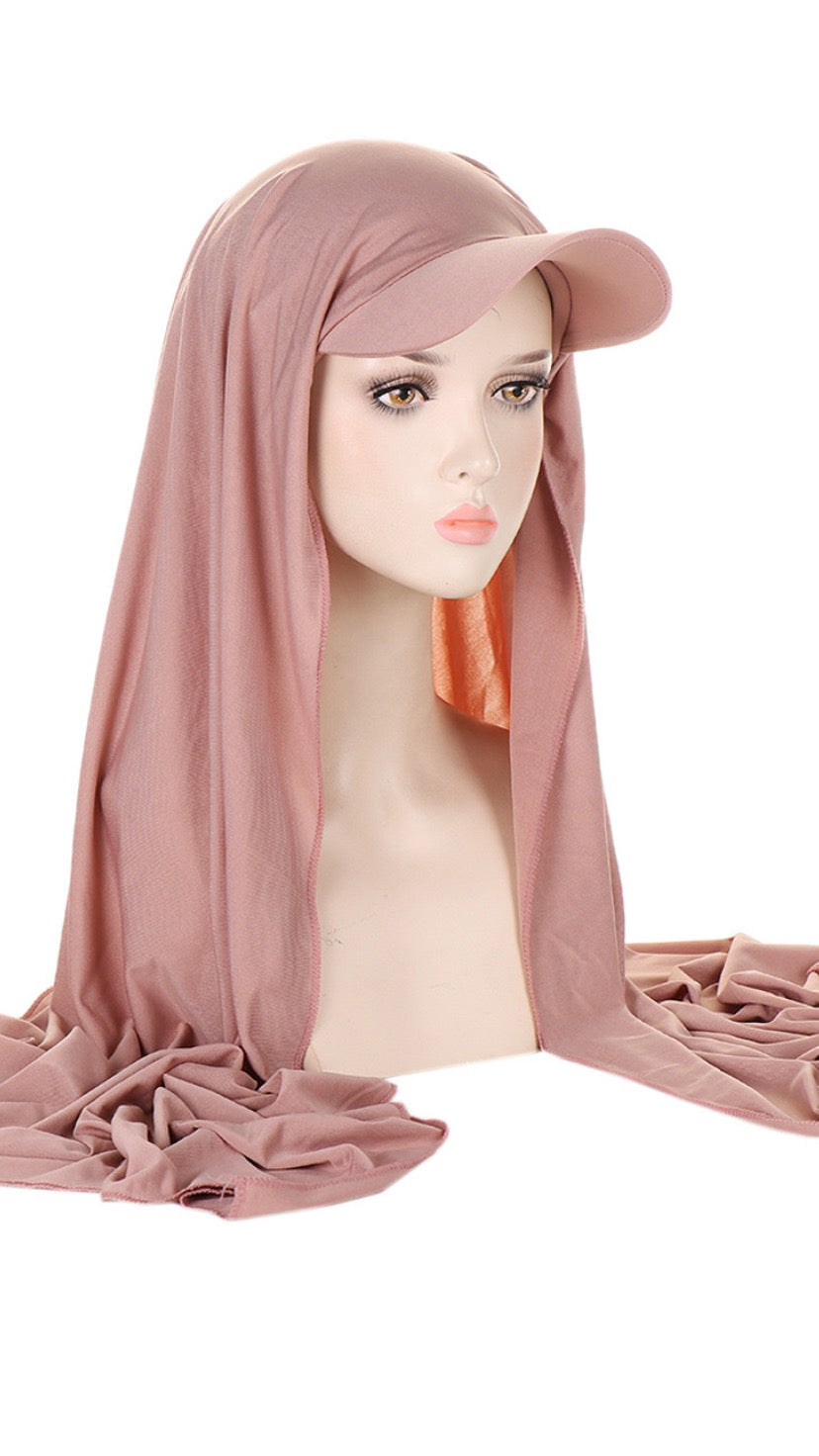 Hijabi Hat Attached Jersey Scarf