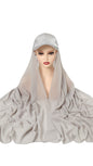 Baseball Cap Chiffon Hijab Scarf Attached(Multi Colors)