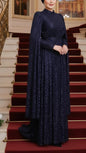 Sequined Cape Sleeve Gown