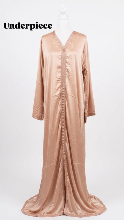 Traditional Peach Embroidered Moroccan Takchita