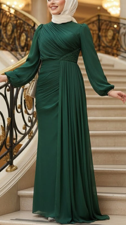Elegant Embellished Silk Chiffon Gown