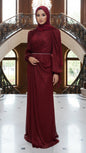 Elegant Bow Rhinestone Sleeved Gown