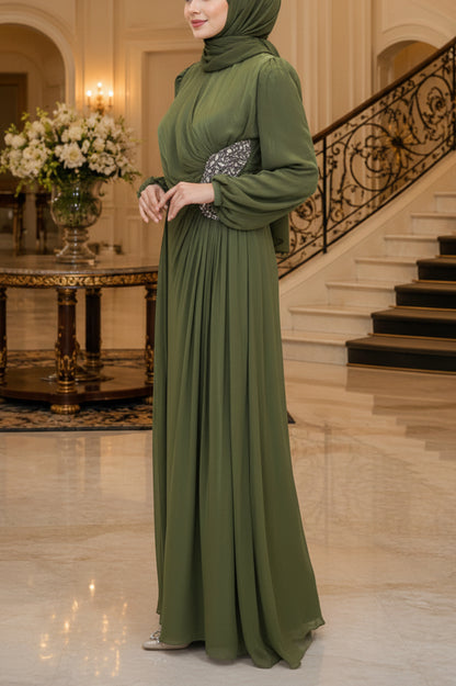Elegant Silk Chiffon Embellished Gown