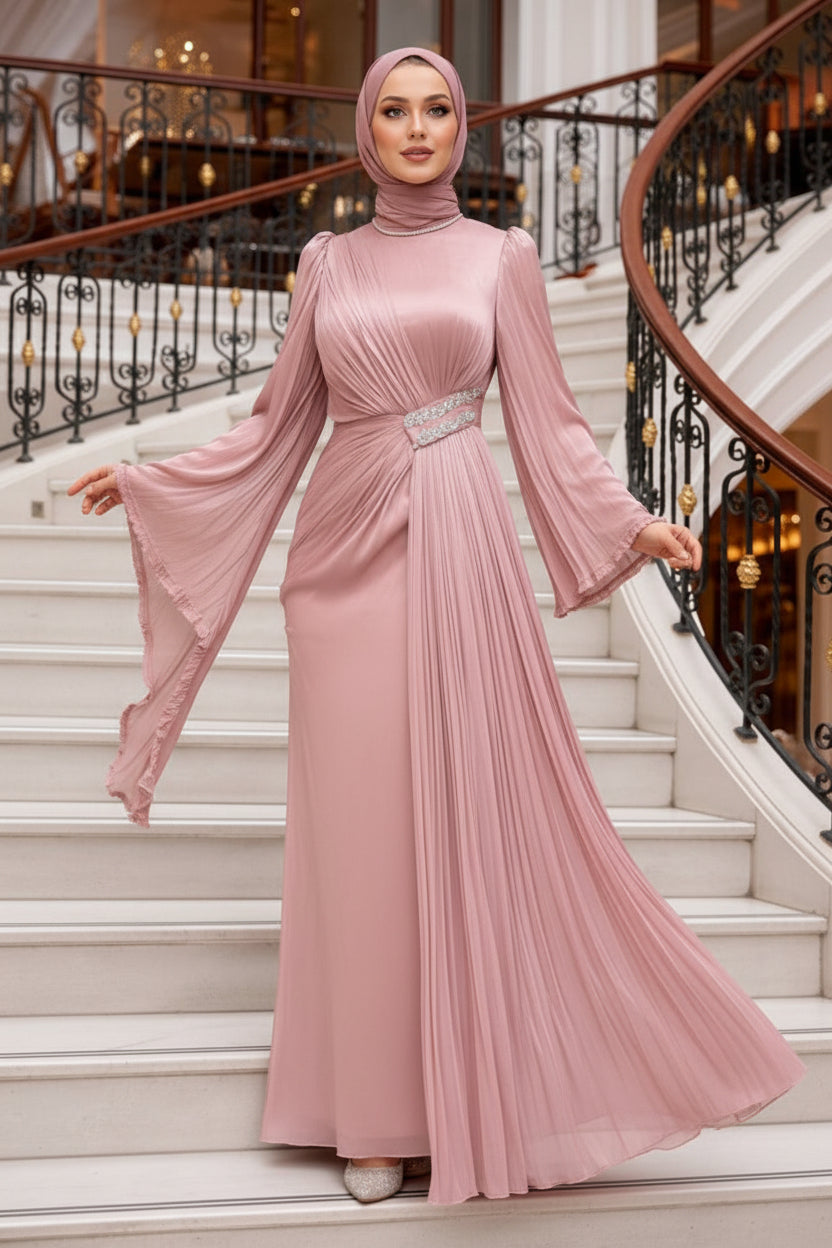 Princess Embellished Bell Sleeved Gown