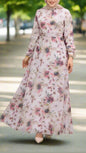 Turkish Floral Watercolor Chiffon Dress