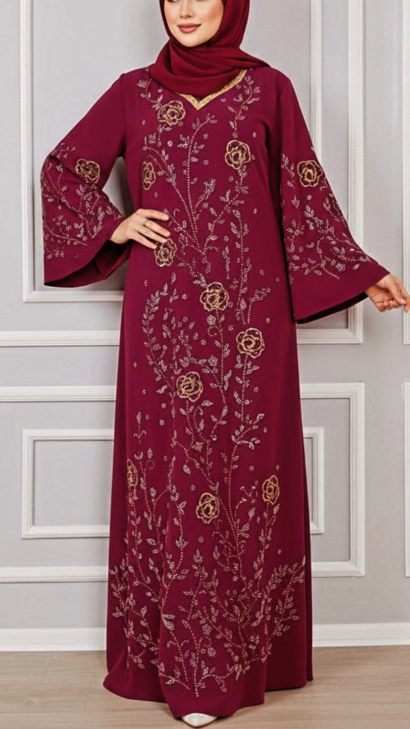 Dubai Style Floral Embellished Dress