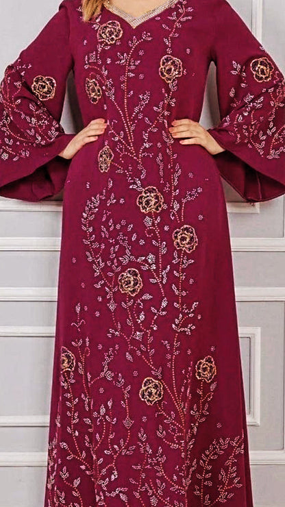 Dubai Style Floral Embellished Dress